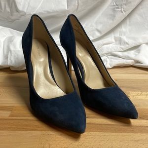 Saks Fifth Avenue Cady Stiletto Pumps Navy Suede, 8